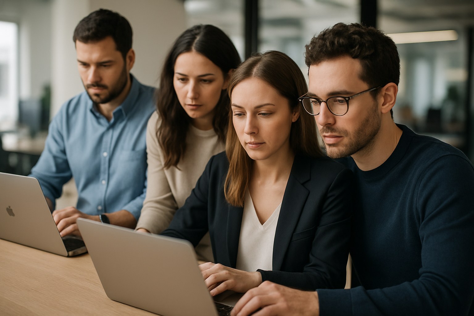 The Searchbar team reviewing a campaign together